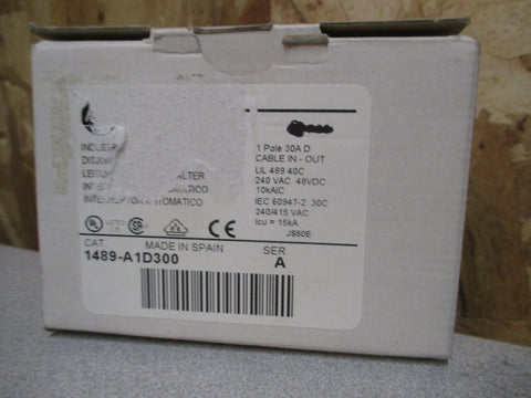 Allen Bradley Circuit Breaker 30amp 240vac 48vdc Ser. A 1489A1D300
