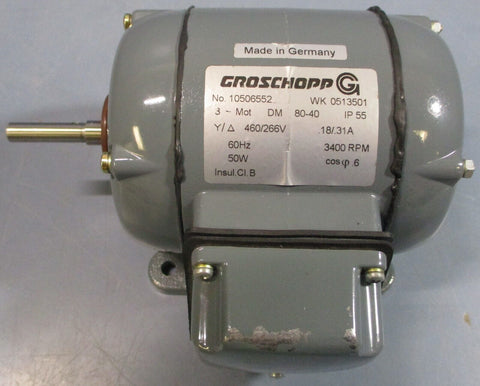 Groschopp WK 0513501 Gear Motor 3400RPM .18/.31A 50W 460/266V 5/16" Shaft Dia.