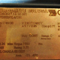 Sew Eurodrive K77DRE90L4/DH Gear Motor 2 HP 58.34:1 Ratio 230/460 Volt