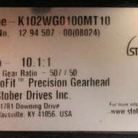 Stober K102WG0100MT10 ServoFit Precision Gearhead 10.1:1 Ratio 1-1/8" Bore