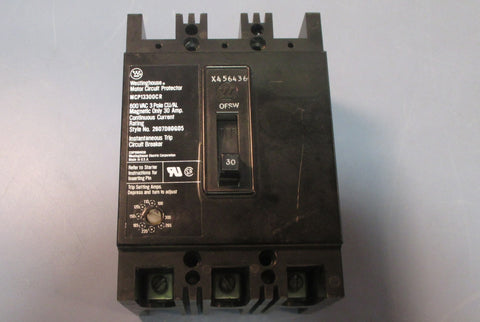 Westinghouse MCP13300CR Motor Circuit Protector Breaker 600VAC 3 Pole Used