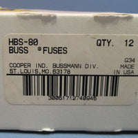 Box of 12 Cooper Bussmann Buss HBS80 G34 Fuses Stud Mounted