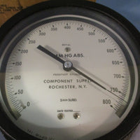WEKSLER INSTRUMENTS 6" MM HG ABS. Pressure Gauge 0-800 1/4 NPT GT4-213