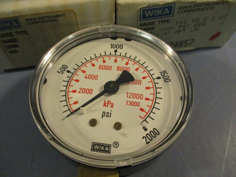Lot of (3) WIKA Gauge Type 111.10 2 1/2" 2000 psi/Kpa 1/4" NPT 9424857