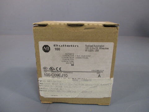 Allen Bradley Contactor 1 N.O. Contact 3-Pole  Ser. A 100-C09EJ10