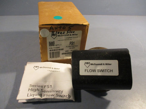 McDonnell & Miller FS1 High Sensitivity Liquid Flow Switch 1/2 NPT P/N 113200