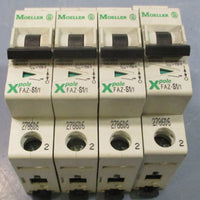 (Lot of 4) Moeller Xpole FAZ-S1/1 Supplementary Circuit Breaker 277VAC, 10kA
