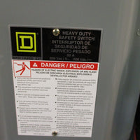SQUARE D Heavy Duty Safety Switch 60A 600 VAC/V H362