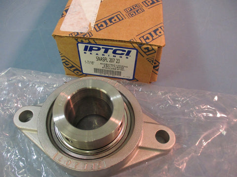 NIB IPTCI Stainless SNASFL 207 23 2 Bolt Flange Bearing 17/16"