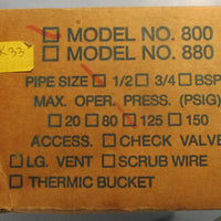 Armstrong B394B Inverted Bucket Steam Trap 1/2" FNPT 125 PSIG Max Model 800