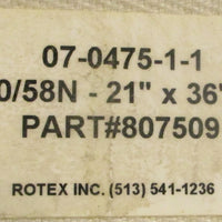 Rotex 807509 Mesh Screen Filter 21" x 36" BG 1000/58N