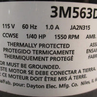 Dayton 3M563D Electric Motor 1550RPM 1/40HP 115V 60Hz 1.0A 5/16" Shaft Dia