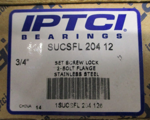 IPTCI Bearings MUCFL20412 2 Bolt Flange Mount Bearing 3/4" Bore SUCSFL 204 12