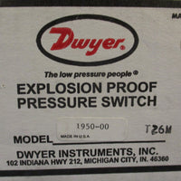 Dwyer Instruments Ser 1950 1950002F Integral Explosion Proof Pressure Switch