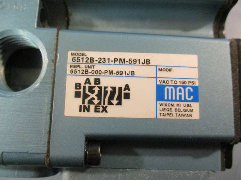 Mac 6512B231PM591JB Valve Manifold 24 VDC 2.5 WATTS PME591JB