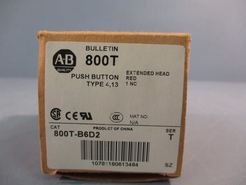 Allen Bradley 800T-B6D2 Extended Head Red Push Button Series T