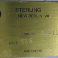 Sterling Sterlco 4128-GDA Condensate Pump 1/3HP 1PH 20PSI Max Dis. 115V