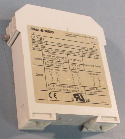 AllenBradley 817E1 Thermistor Protection Relay Ser A 50/60Hz 240VAC/VDC