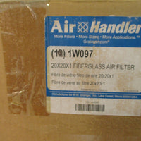 BOX OF (10) 20X20X1 AIR HANDLER FIBERGLASS DISPOSABLE AIR FILTER 1W097