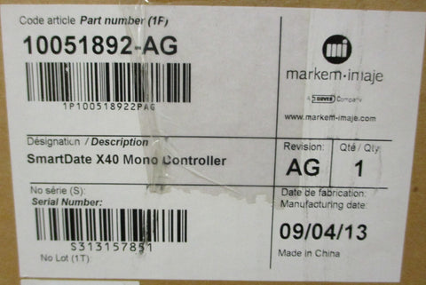 Markem Imaje SmartDate X40 Mono Controller 10051892AG SDX40INT53RH