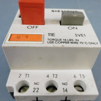 Siemens 3VE10152JU00 Motor Starter Protector G/8708A76