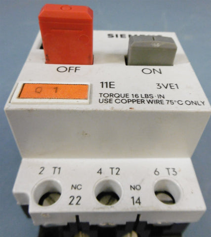 Siemens 3VE10152JU00 Motor Starter Protector G/8708A76