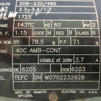 Baldor VM3546T Motor 1725RPM 1HP 60Hz W/ Morse Gear Reducer 25GSA 20:1 Ratio