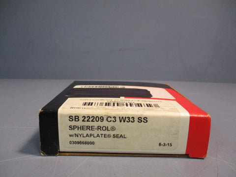 McGill SPHERE-ROL w/NYLAPLATE SEAL SPHERICAL BALL BEARING SB 22209 C3 W33 SS