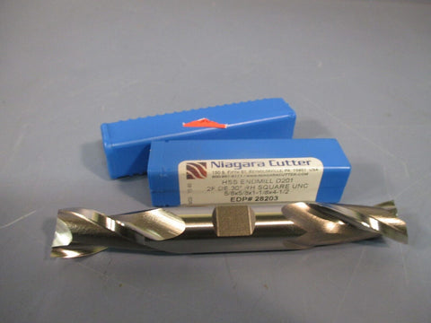 Niagara Cutter HSS ENDMILL D201 2F DE 30 Deg RH Square UNC 5/8x5/8x1-1/8x4-1/2