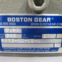 Boston Gear 700 Series 0.52 HP Gearbox/Speed Reducer Ratio 20:1 F713-20-B5-H