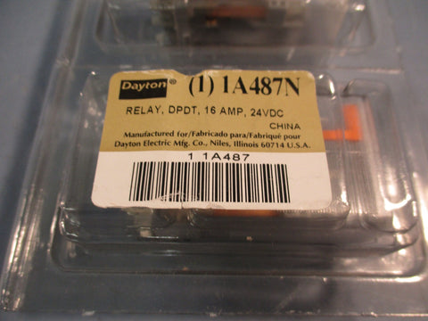 Lot of (2) Dayton 1A487N General Purpose Relay 24VDC, 16AMP, Socket Mounted