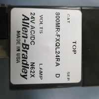 Allen Bradley 800MRFXQL24RA Ser. D Red LED Illuminated PushPull Unit  New