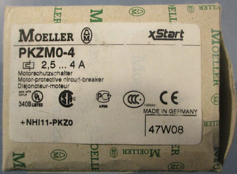 Moeller PKZM04 NHI11PKZ0 Motor Protective Circuit Breaker 600VAC 3PH 2.54A