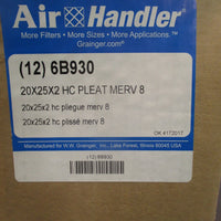 Box of 12 Air Handler 20" X 25" X 2" HC Pleated Merv 8 Filter 6B930