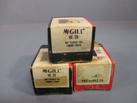 LOT OF (3) MCGILL PRECISION INNER RACE ROLLER BEARING MI 20 MS 51962-16