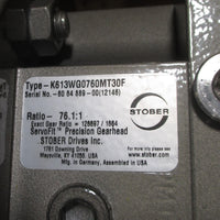 Stober Gear Speed Reducer Right Angle ServoFit K613WG0760MT30F, 76.1:1 Ratio
