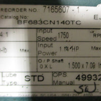 Dodge Quantis BF683CN140TC Gear Reducer 176.14:1 1750RPM 1.14HP In 11/2" Bore