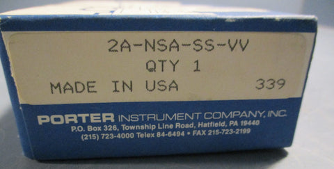 Porter 2A-NSA-SS-VV Stainless Steel Precision Meter Valve Series 10
