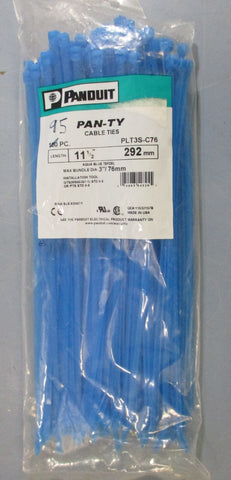 Panduit Cable Ties PLT3S-C76 Aqua Blue Tefzel 11-1/2" Long (Bag of 95) Pan-Ty
