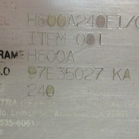 Electra Gear H600A240E1/C Gearbox 240:1 Ratio H600A Frame, 11/4" Input Shaft