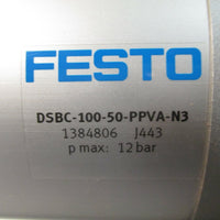 FESTO DOUBLE ACTING AIR CYLINDER 100 MM BORE 50 MM STROKE DSBC10050PPVAN3