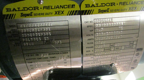 Baldor ECP3584T Super E Severe Duty XEX Marine Duty Motor 7/8 " Shaft Dia