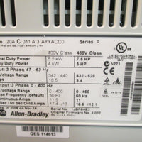 AllenBradley PowerFlex70 AC Variable Frequency Drive Series A 20AC011A3AYYACC0