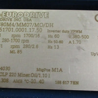 Sew Eurodrive K67 DRN80M4/MM07/M0/DH Motor Only 1 HP, 3 Phase, 380500 V