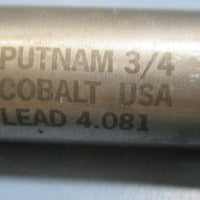 Putnam Double End Mill Cutter, 3/4", Cobalt, LD=4.081, 4FL, USA
