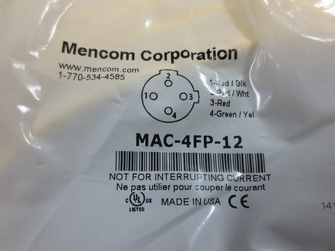 Mencom Corporation MAC4FP12 Electrical Cable 4 pin 22 AWG 300V 4 Amp