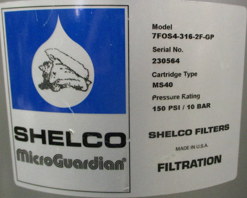 Shelco 7FOS43162FGP 316L Stainless Steel Filter Housing 150PSI Rating 2" MNPT