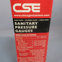 CSE SANITARY PRESSURE GAUGES  31/2" SANIFLOW 0100PSI 3POGFBTDRAGVI