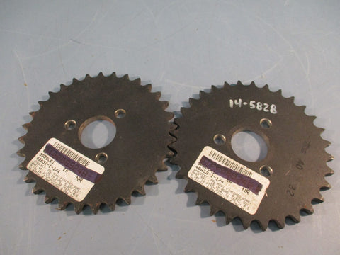 Lot of (2) Martin 40A32 Roller Chain Sprocket #40 32 Teeth, Single Row