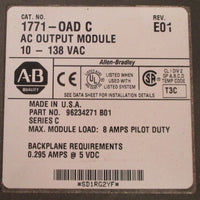 Allen Bradley 1771OAD/C Rev. F01 AC Output Module 10  138 VAC Series C Used